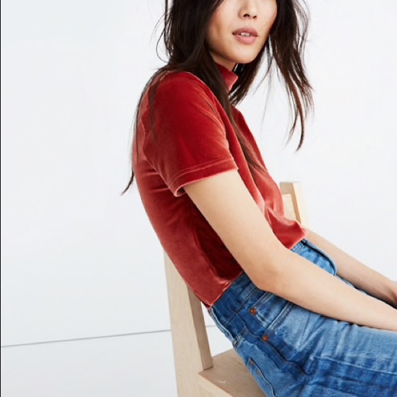 Madewell Women’s Velvety Mock-neck Top in Peach Pink - Picture 3 of 8